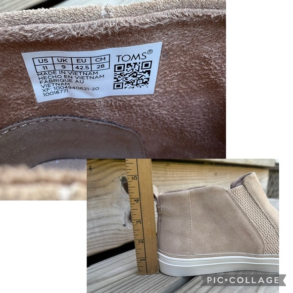 TOMS Suede Ankle Bootie Bryce Sneaker Flats Sand Slip On Rubber Outsole Natural - Picture 15 of 16